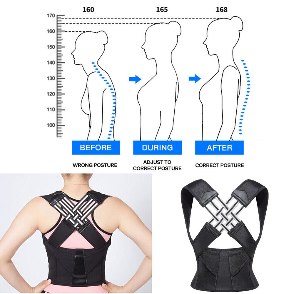 Adjustable Posture Corrector Low Back Support Shoulder Brace Belt for Women Men