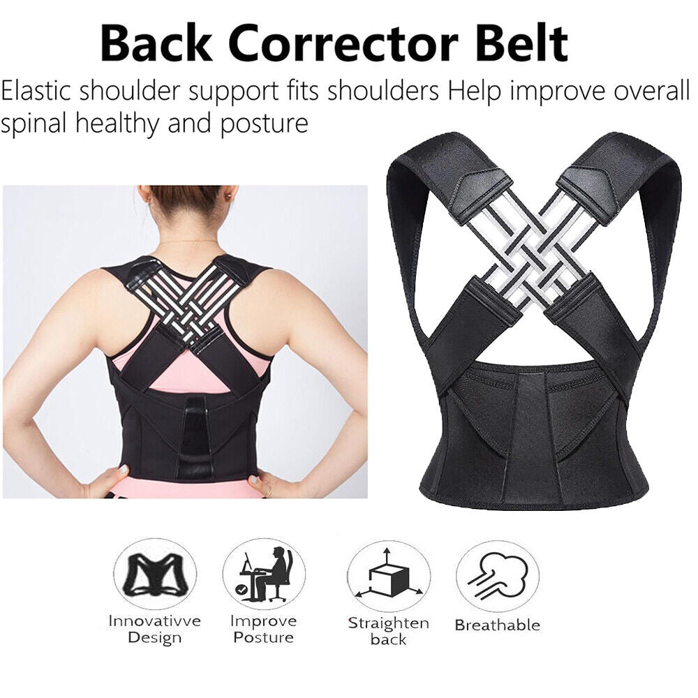 Adjustable Posture Corrector Low Back Support Shoulder Brace Belt for Women Men