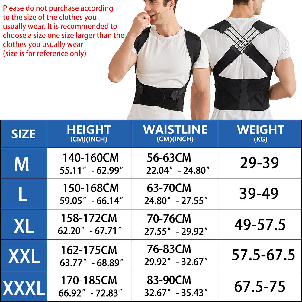 Adjustable Posture Corrector Low Back Support Shoulder Brace Belt for Women Men