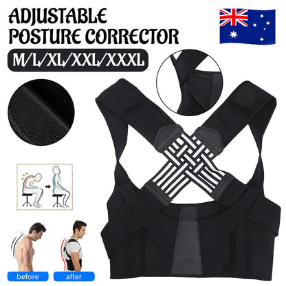 Adjustable Posture Corrector Low Back Support Shoulder Brace Belt for Women Men