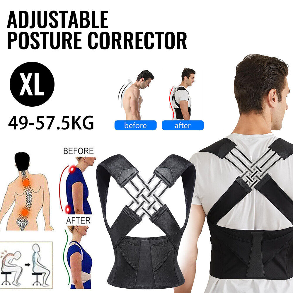 Adjustable Posture Corrector Low Back Support Shoulder Brace Belt for Women Men