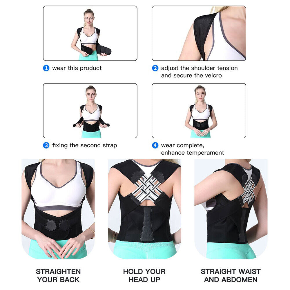 Adjustable Posture Corrector Low Back Support Shoulder Brace Belt for Women Men