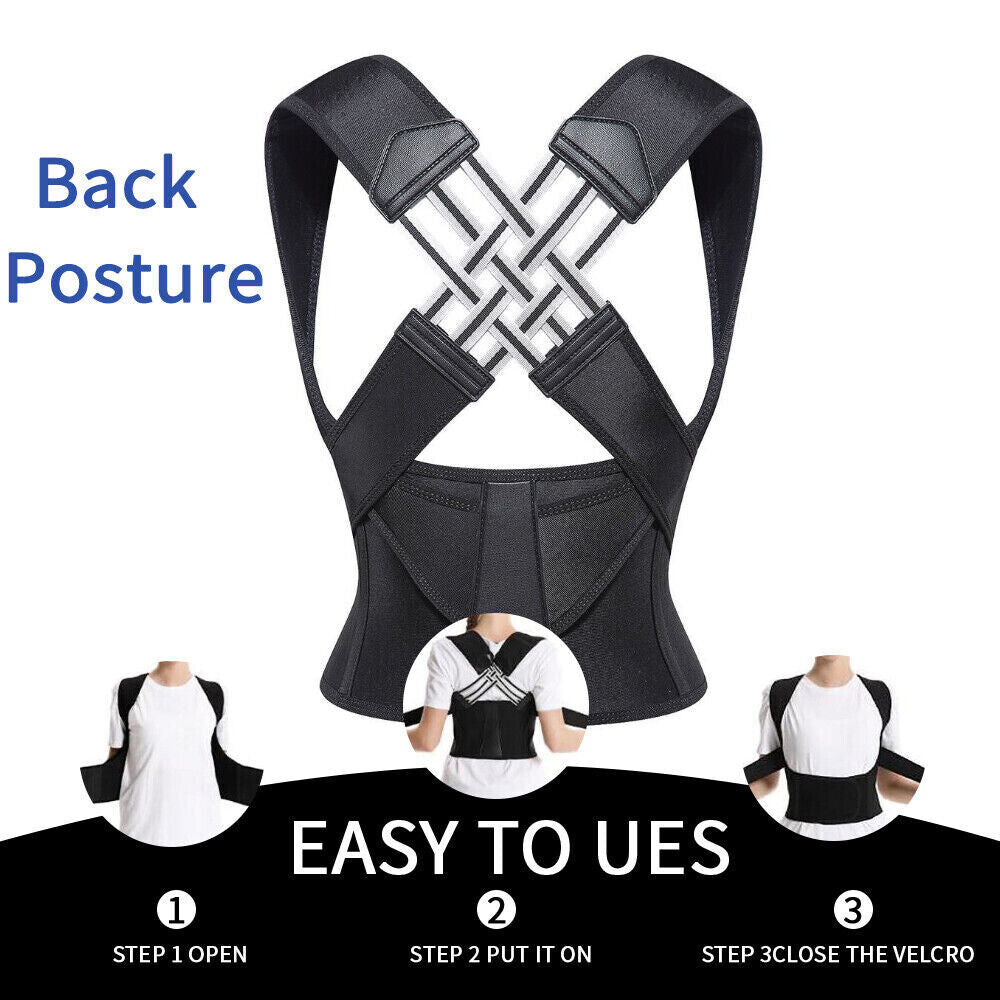 Adjustable Posture Corrector Low Back Support Shoulder Brace Belt for Women Men