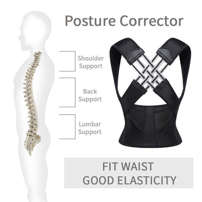 Adjustable Posture Corrector Low Back Support Shoulder Brace Belt for Women Men